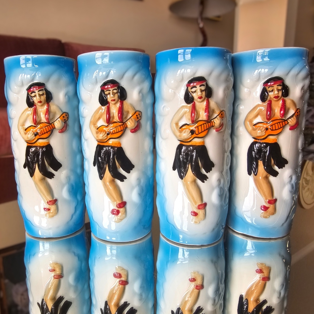 Set of Sailor Jerry Spiced Rum Tiki Mugs